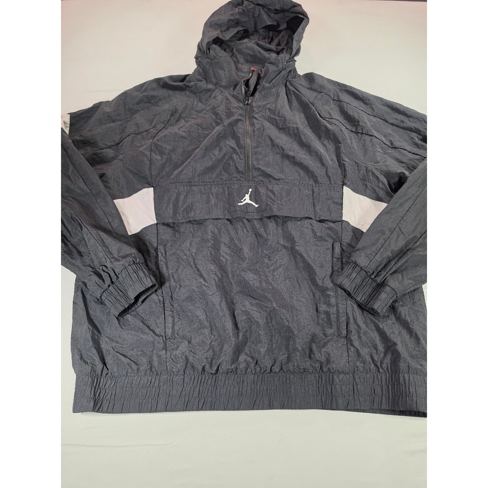 Jordan Jumpman Mens Black Half Zip Windbreaker Hooded Jacket CD5455-010 L